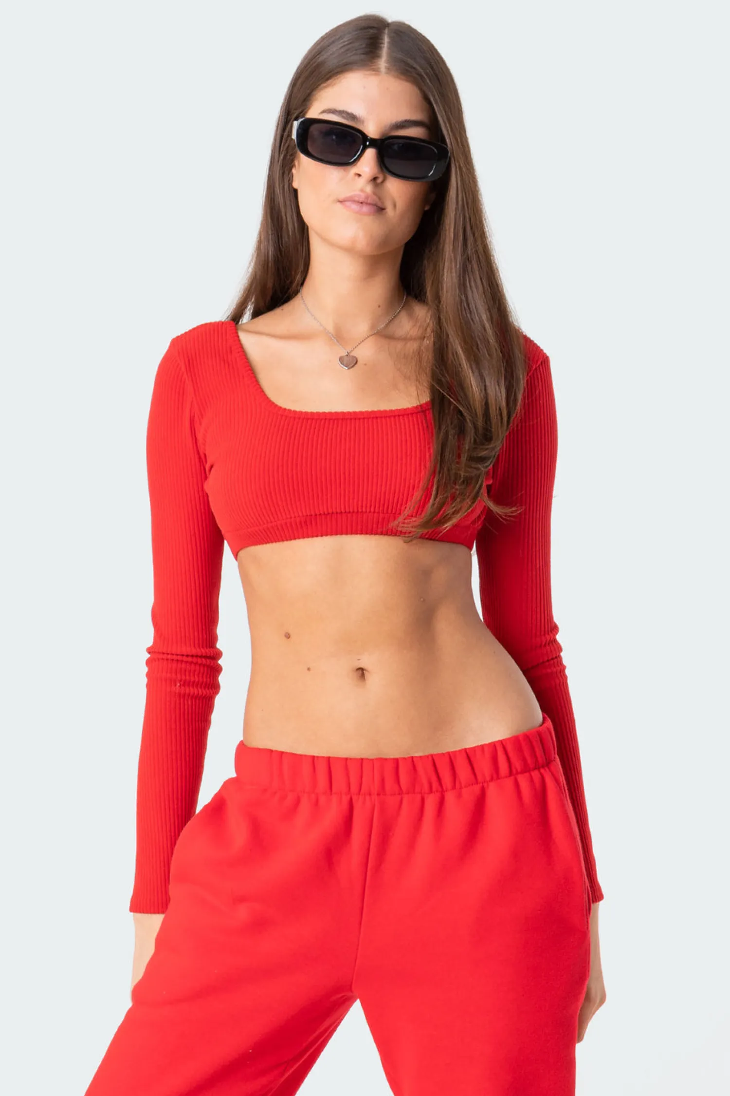 Crop Tops | Long Sleeve Tops*edikted Sydney Ribbed Open Back Crop Top RED