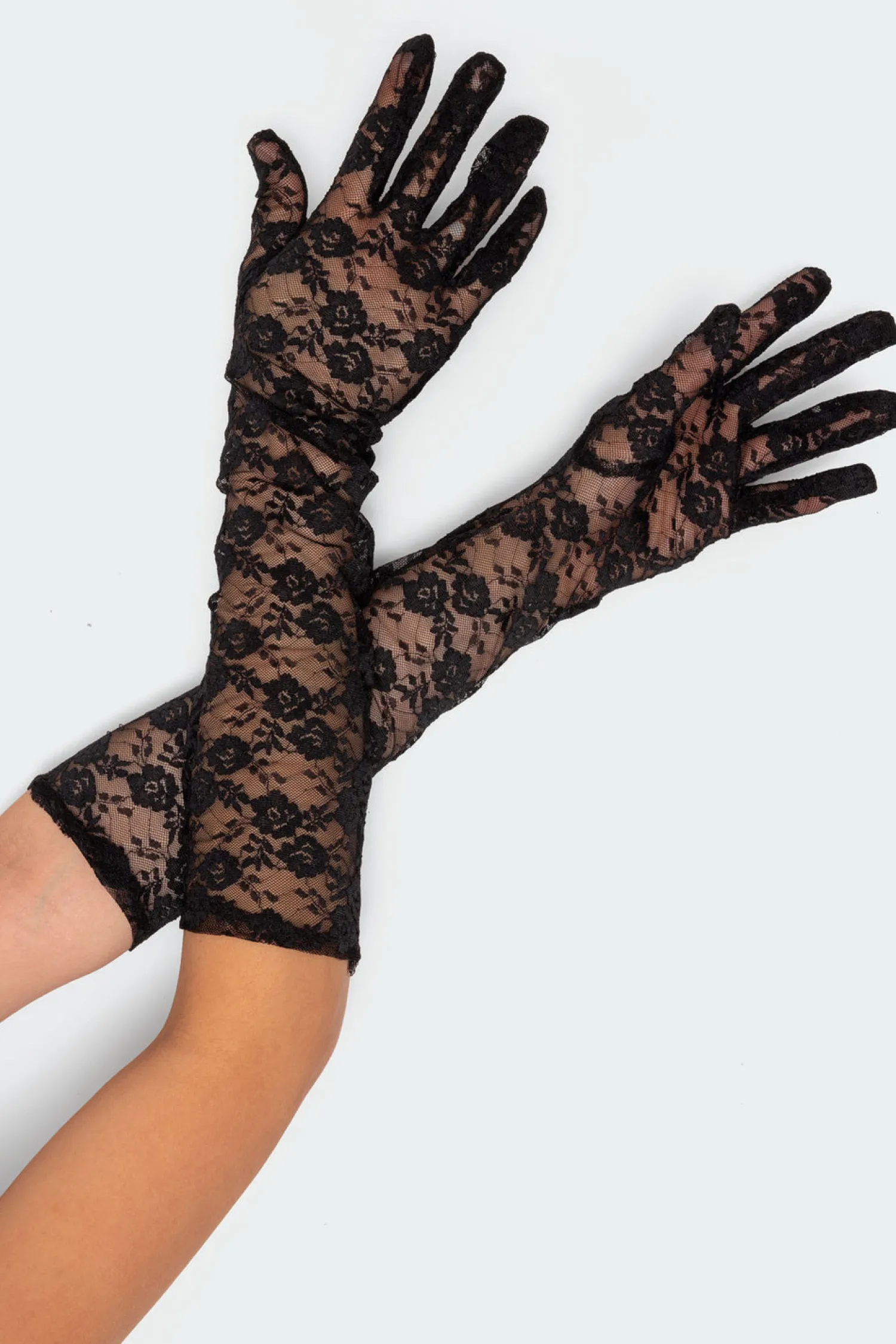 Fun Stuff*edikted Tea Time Sheer Lace Gloves BLACK