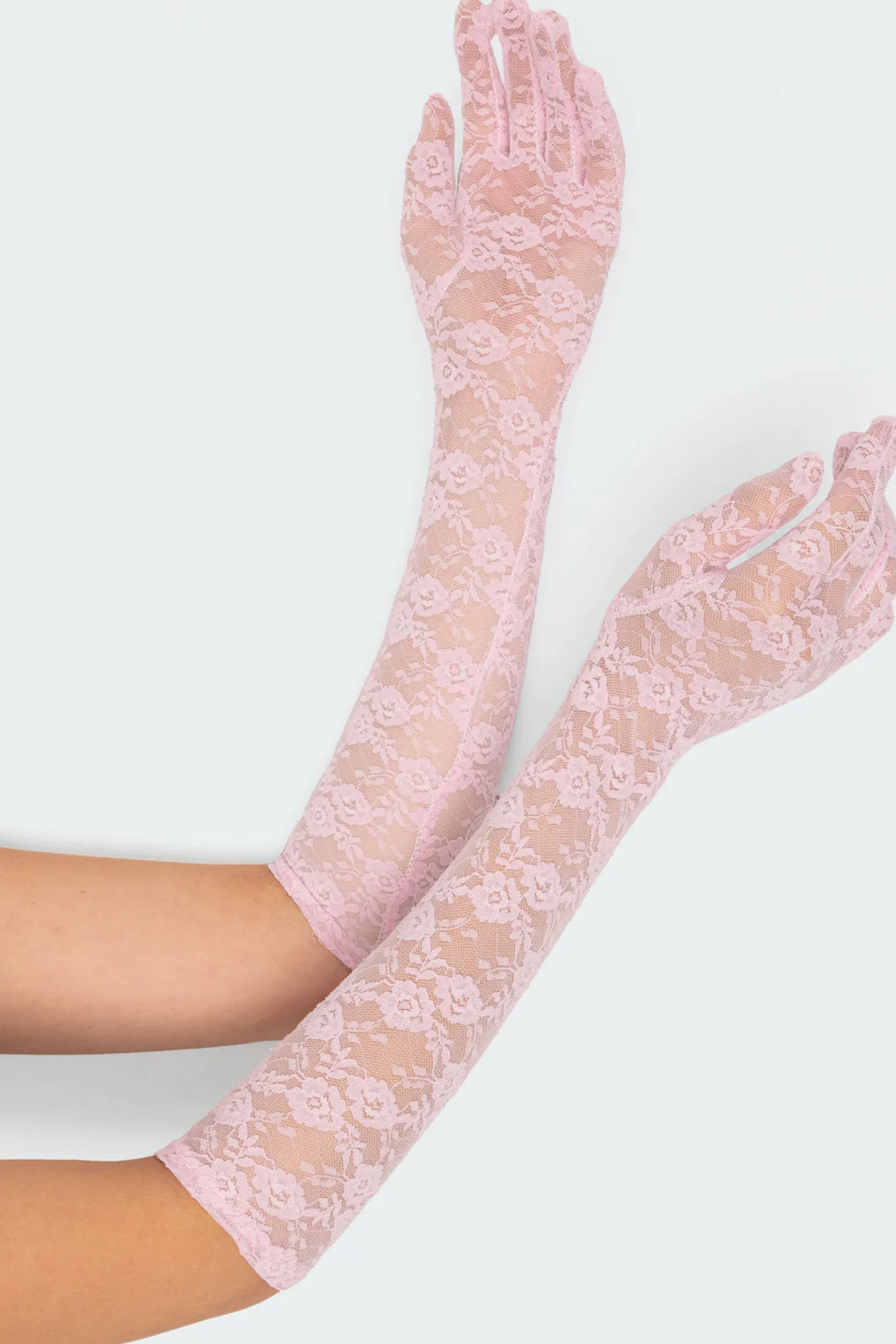 Fun Stuff*edikted Tea Time Sheer Lace Gloves PINK