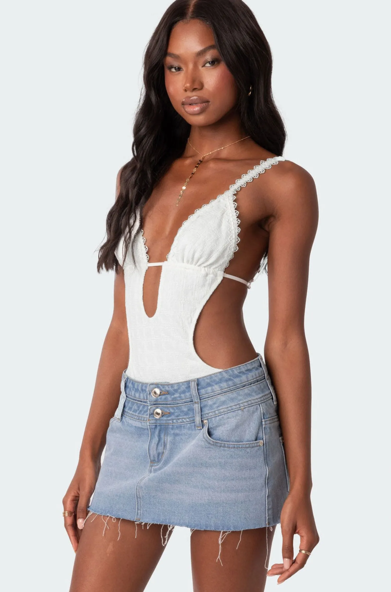 Bodysuits | Bodysuits*edikted Textured Cut Out Bodysuit WHITE