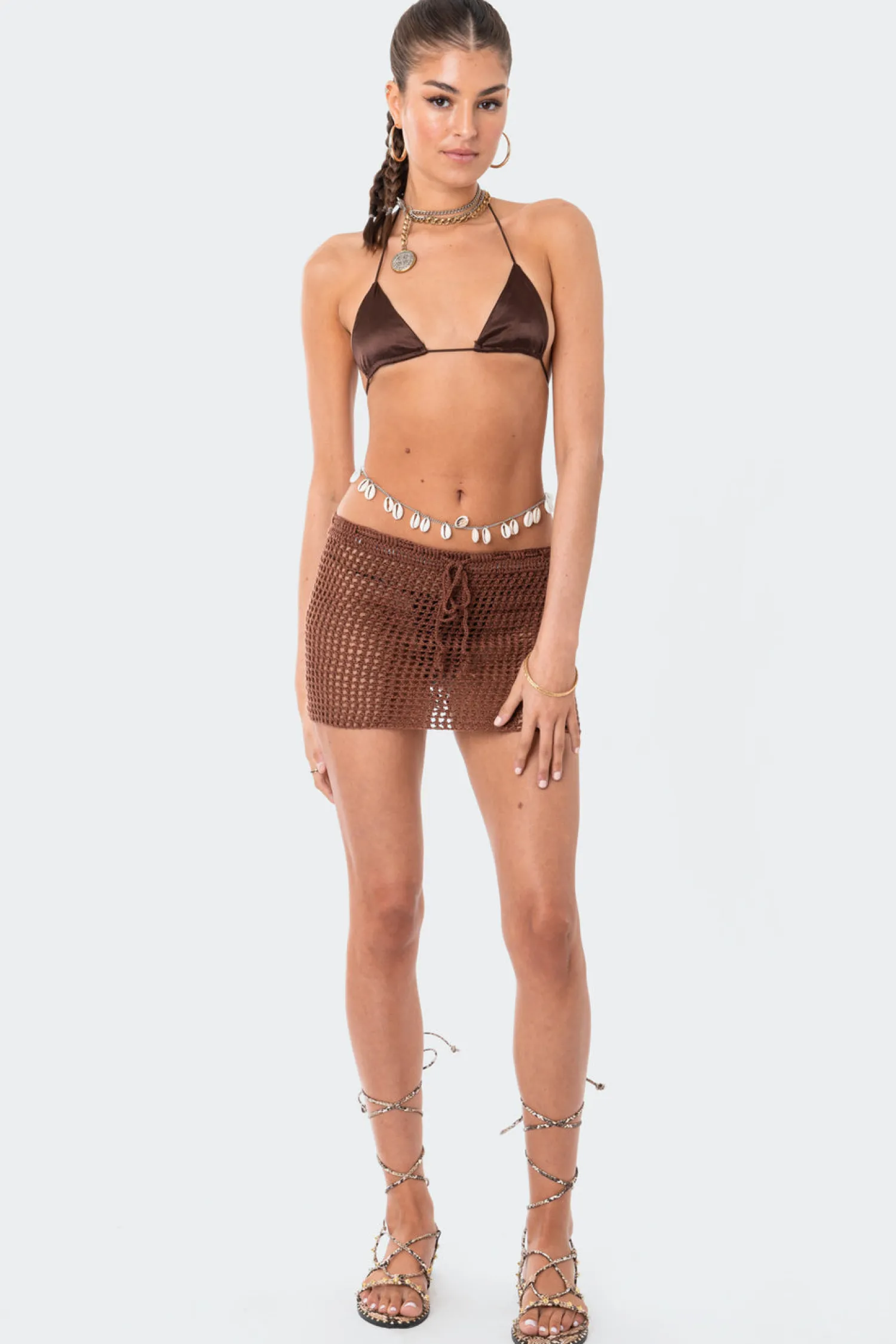 Skirts | Skirts*edikted Theo Crochet Mini Skirt BROWN