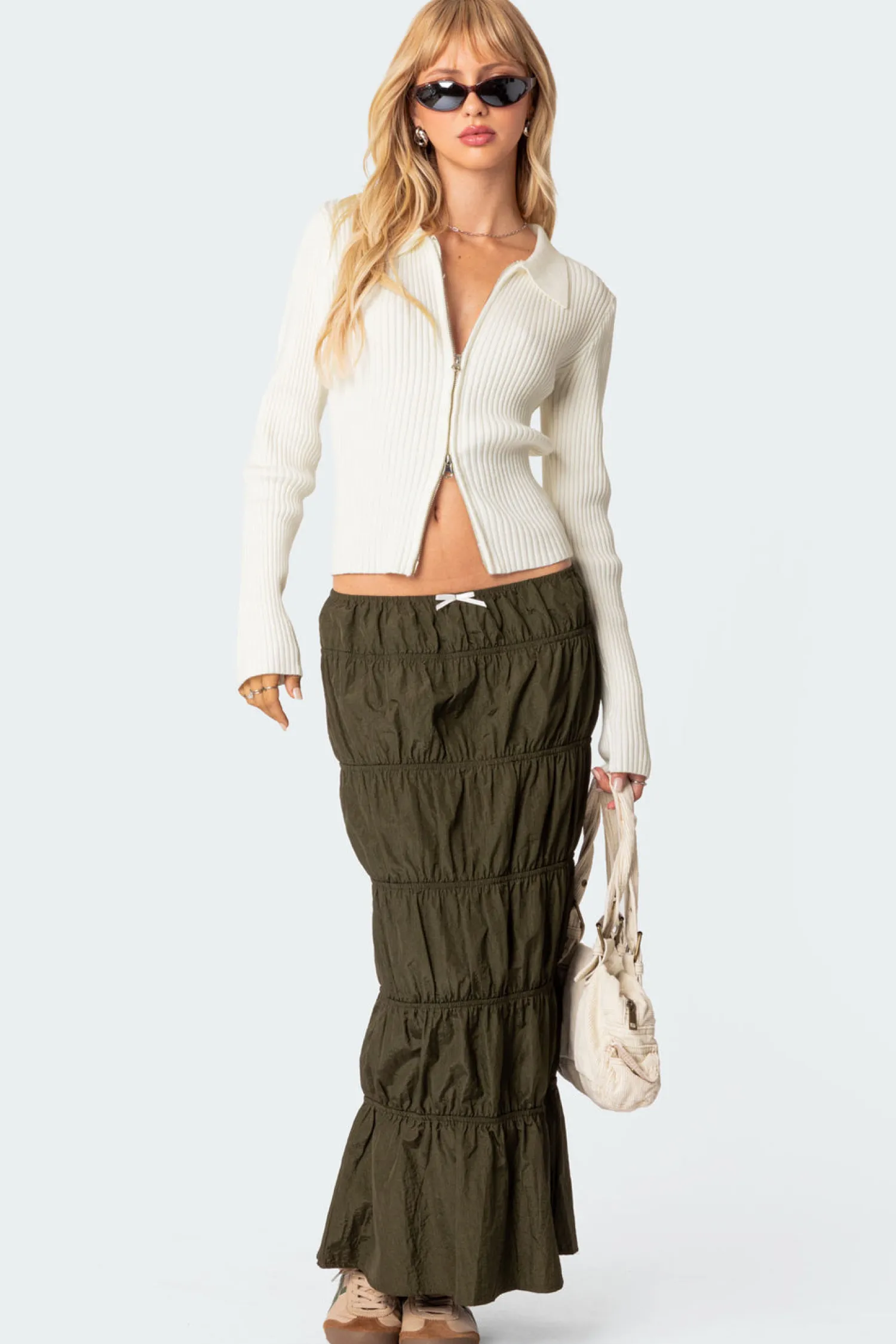 Skirts | Skirts*edikted Tiered Scrunch Maxi Skirt OLIVE