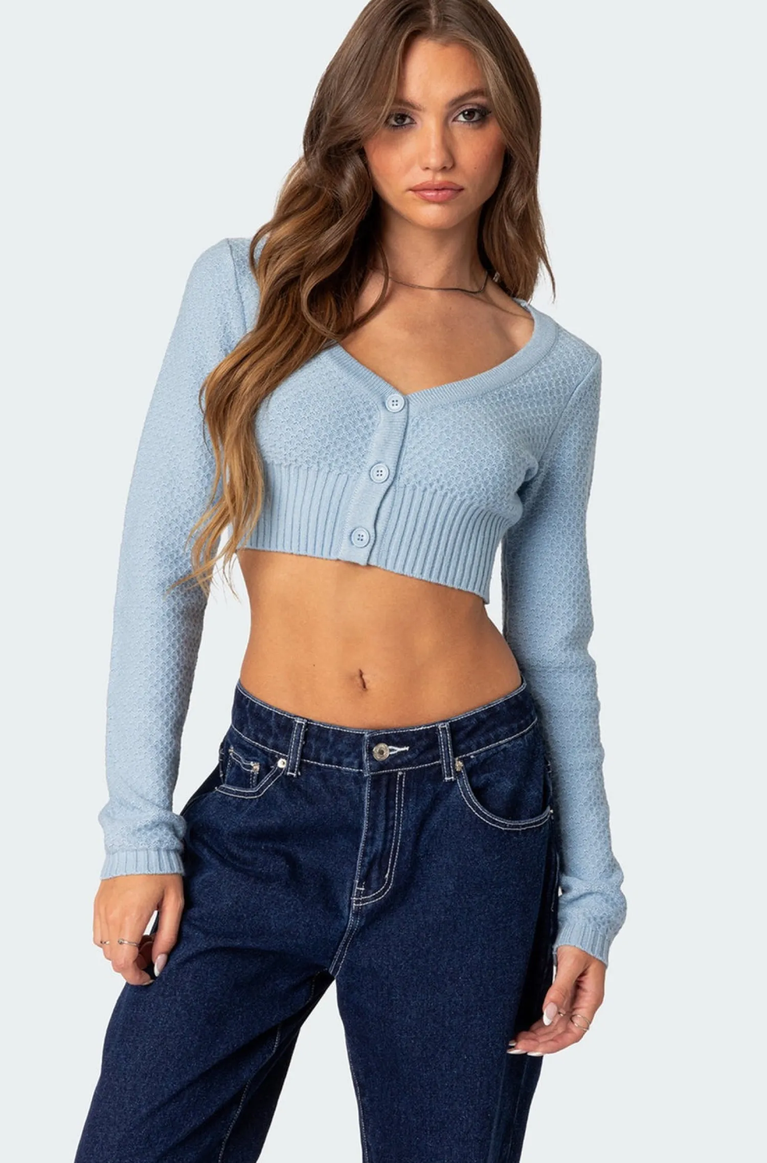 Crop Tops | Sweaters & Cardigans*edikted V Neck Cropped Cardigan LIGHT BLUE