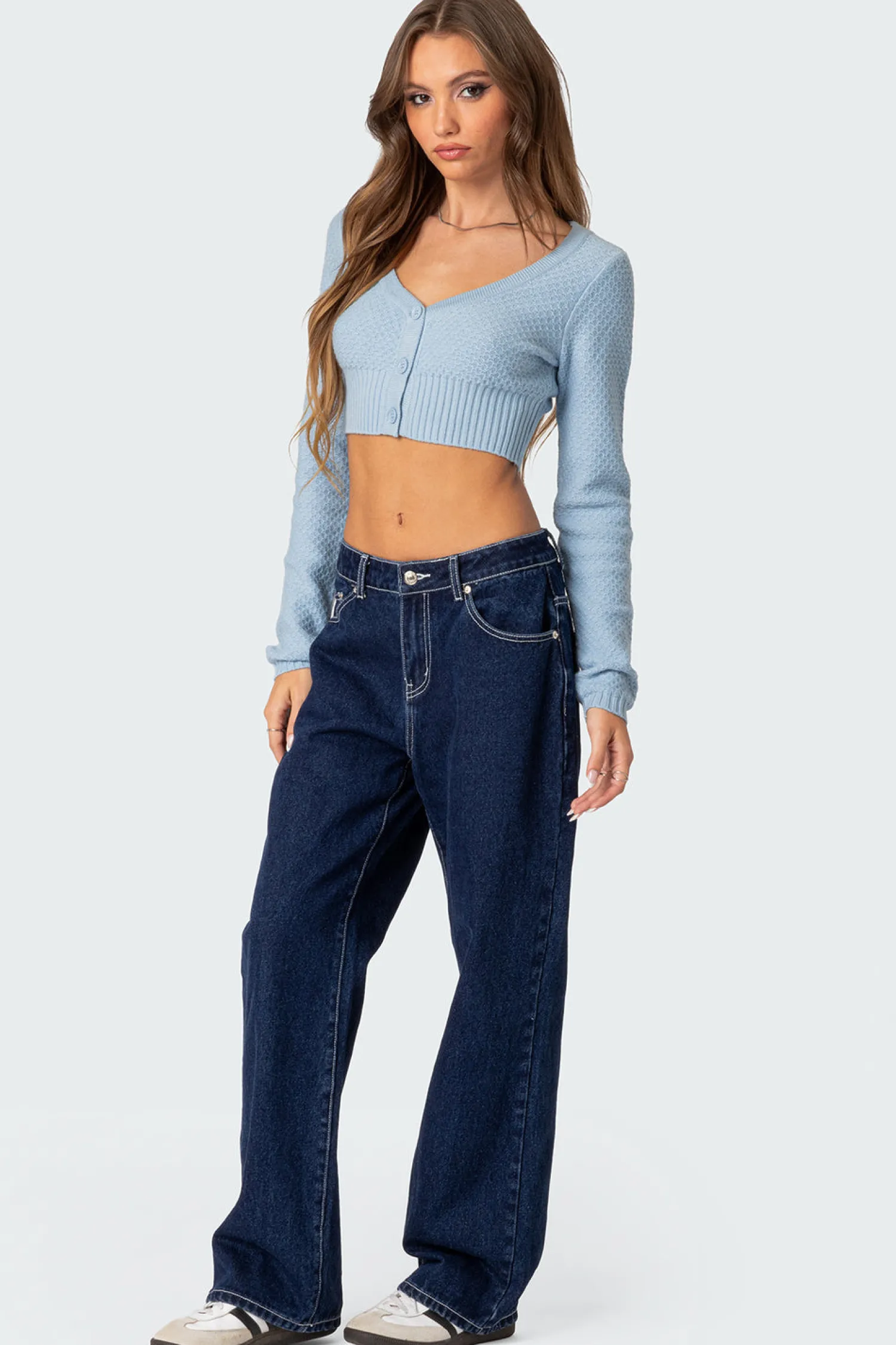 Crop Tops | Sweaters & Cardigans*edikted V Neck Cropped Cardigan LIGHT BLUE