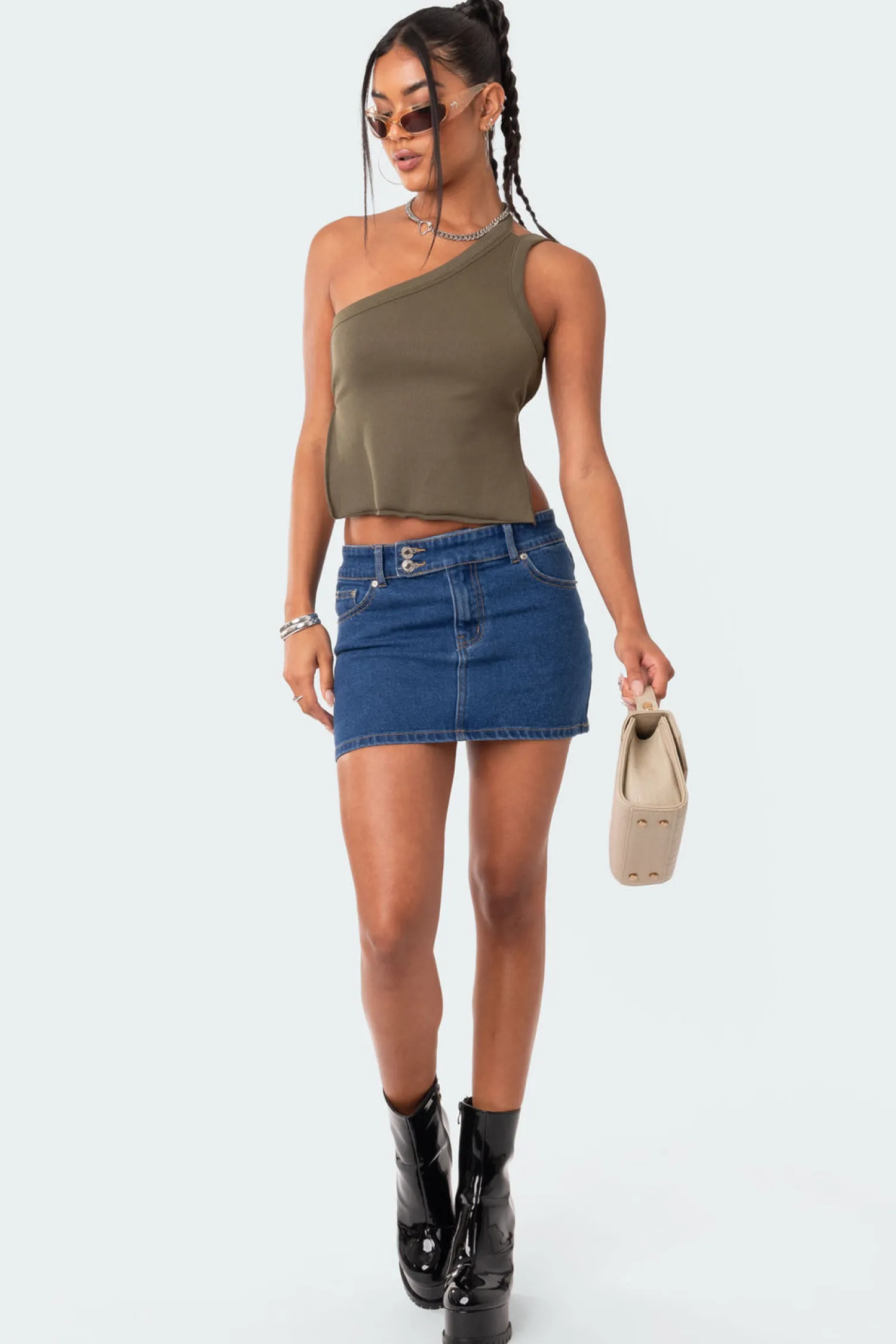 Crop Tops | Tank Tops*edikted Verdi Open-Back One Shoulder Top OLIVE