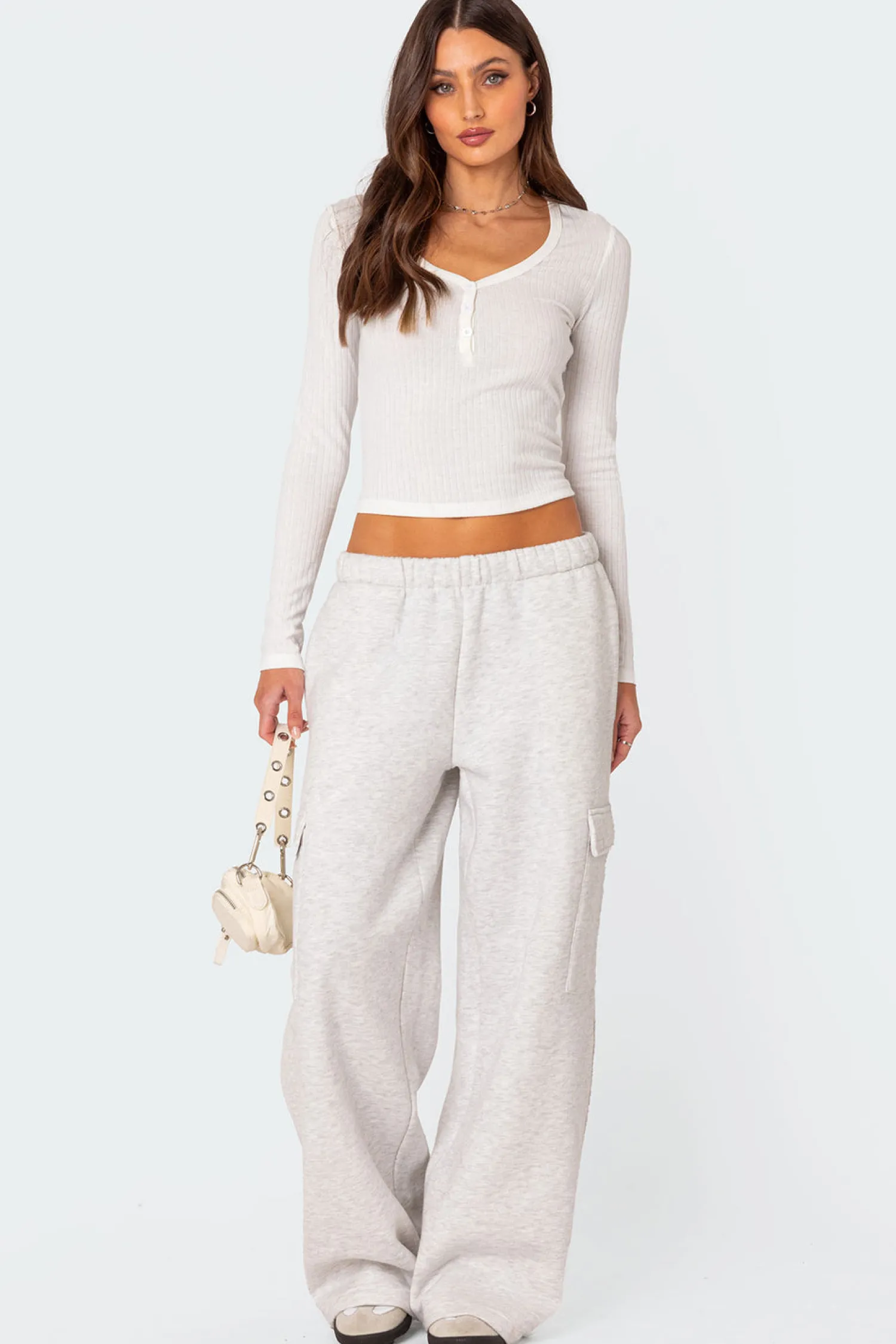 Cargo Pants | Pants*edikted Wide Leg Cargo Sweatpants LIGHT GRAY