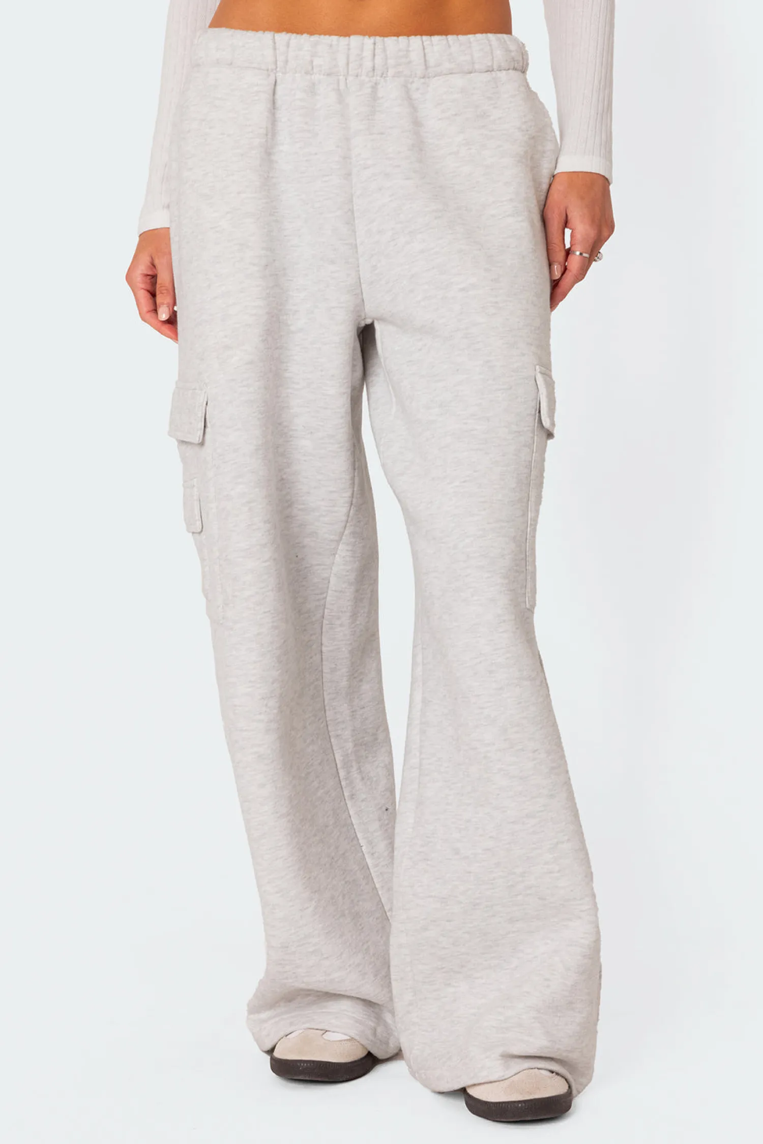 Cargo Pants | Pants*edikted Wide Leg Cargo Sweatpants LIGHT GRAY